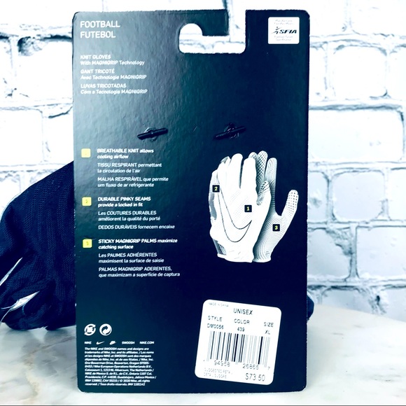 Nike Vapor Knit Football MagniGrip Receiver Navy Blue Gloves Men’s Size XL - Picture 5 of 5